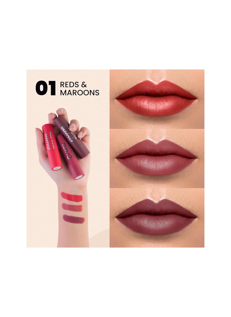 Mars - Mars Matte Lipstick Box Set of 3 (Reds and Maroons-01) - Image 1