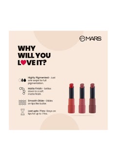 Mars Mars Matte Lipstick Box Set of 3 (Reds and Maroons-01)  - Image 3