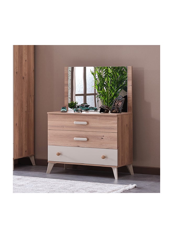 Home Box Napoli 2-Piece 3-Drawer Dresser | Dressing Table | Vanity Table | Makeup Table and Mirror Set multicolour 84.8 x 82.8 x 43 cm  - Image 1