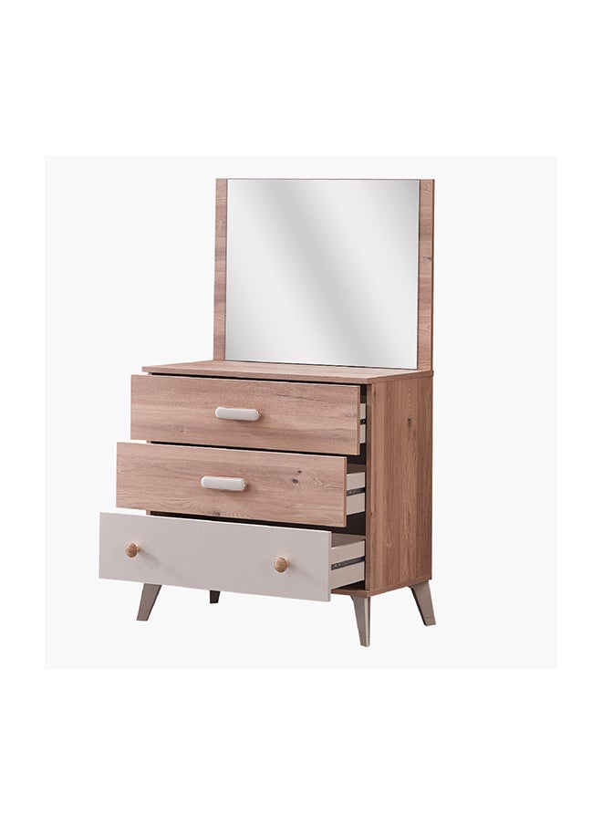 Home Box Napoli 2-Piece 3-Drawer Dresser | Dressing Table | Vanity Table | Makeup Table and Mirror Set multicolour 84.8 x 82.8 x 43 cm  - Image 3
