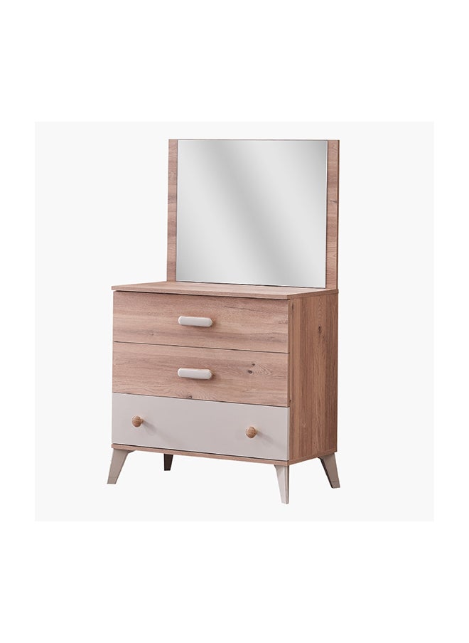 Home Box Napoli 2-Piece 3-Drawer Dresser | Dressing Table | Vanity Table | Makeup Table and Mirror Set multicolour 84.8 x 82.8 x 43 cm  - Image 2