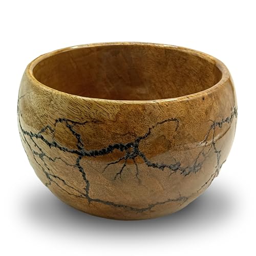 AYZCORP Fractal Burn Wood Bowl - Decorative Mango Wood Bowl for Kitchen, Dining, Entryway, Desk, and Holding Keys, Cuff Links, Coins - Image 1