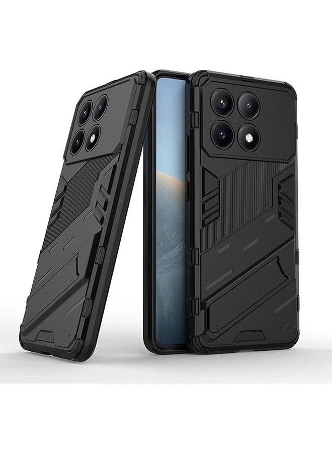 Case Compatible with Xiaomi Poco X6 Pro 5G, Shockproof Cases with Kickstand Stealth Stand, Anti-Fall Drop Protection, PC+TPU  Grade Protective Tough Hard Phone Cover, Black - Image 1