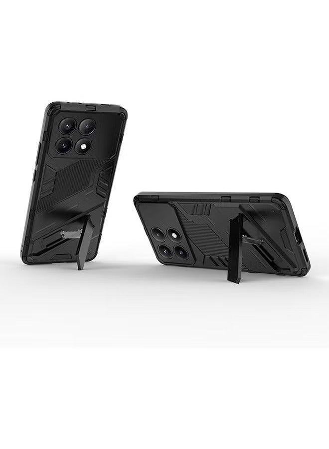 Case Compatible with Xiaomi Poco X6 Pro 5G, Shockproof Cases with Kickstand Stealth Stand, Anti-Fall Drop Protection, PC+TPU  Grade Protective Tough Hard Phone Cover, Black - Image 2