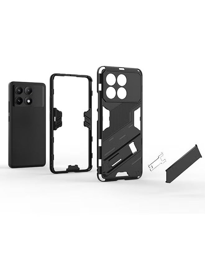 Case Compatible with Xiaomi Poco X6 Pro 5G, Shockproof Cases with Kickstand Stealth Stand, Anti-Fall Drop Protection, PC+TPU  Grade Protective Tough Hard Phone Cover, Black - Image 3