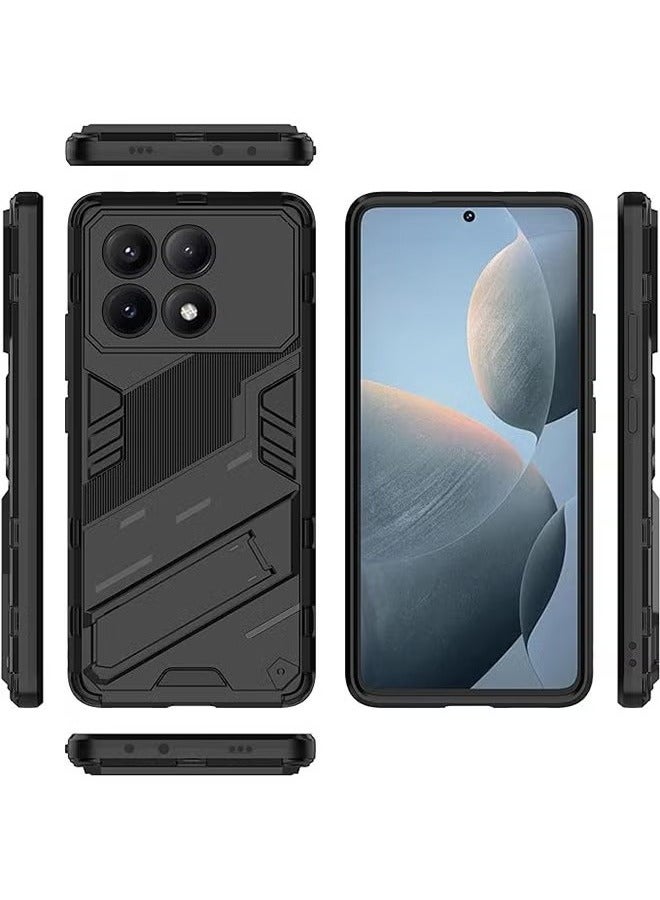 Case Compatible with Xiaomi Poco X6 Pro 5G, Shockproof Cases with Kickstand Stealth Stand, Anti-Fall Drop Protection, PC+TPU  Grade Protective Tough Hard Phone Cover, Black - Image 4