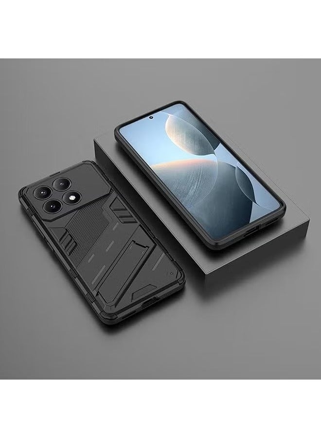 Case Compatible with Xiaomi Poco X6 Pro 5G, Shockproof Cases with Kickstand Stealth Stand, Anti-Fall Drop Protection, PC+TPU  Grade Protective Tough Hard Phone Cover, Black - Image 5