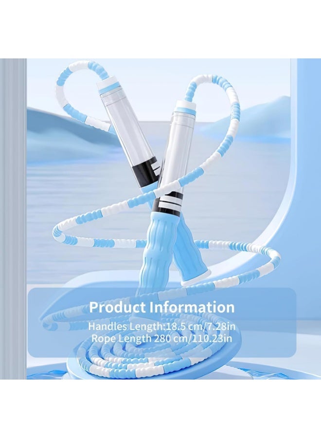 INSIJAM Soft Beaded Skipping Rope, 2.8M Tangle Free Segmented Fitness Rope Soft Anti-slip Handles with Name Tag Adjustable Jump Rope for Men Women Children and Students - Image 2