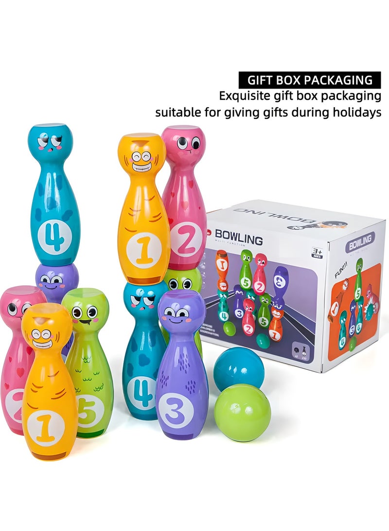 LIXADA Bowling Toy Set With Cartoon Fun Expressions And Exquisite Pad Printing Technology That Does Not Fade Or Paint Off The Gift Box Packaging 10 Bottles And 2 Balls, As Birthday, Special Festival Gift For Kids Above 3 Years Old  - Image 4