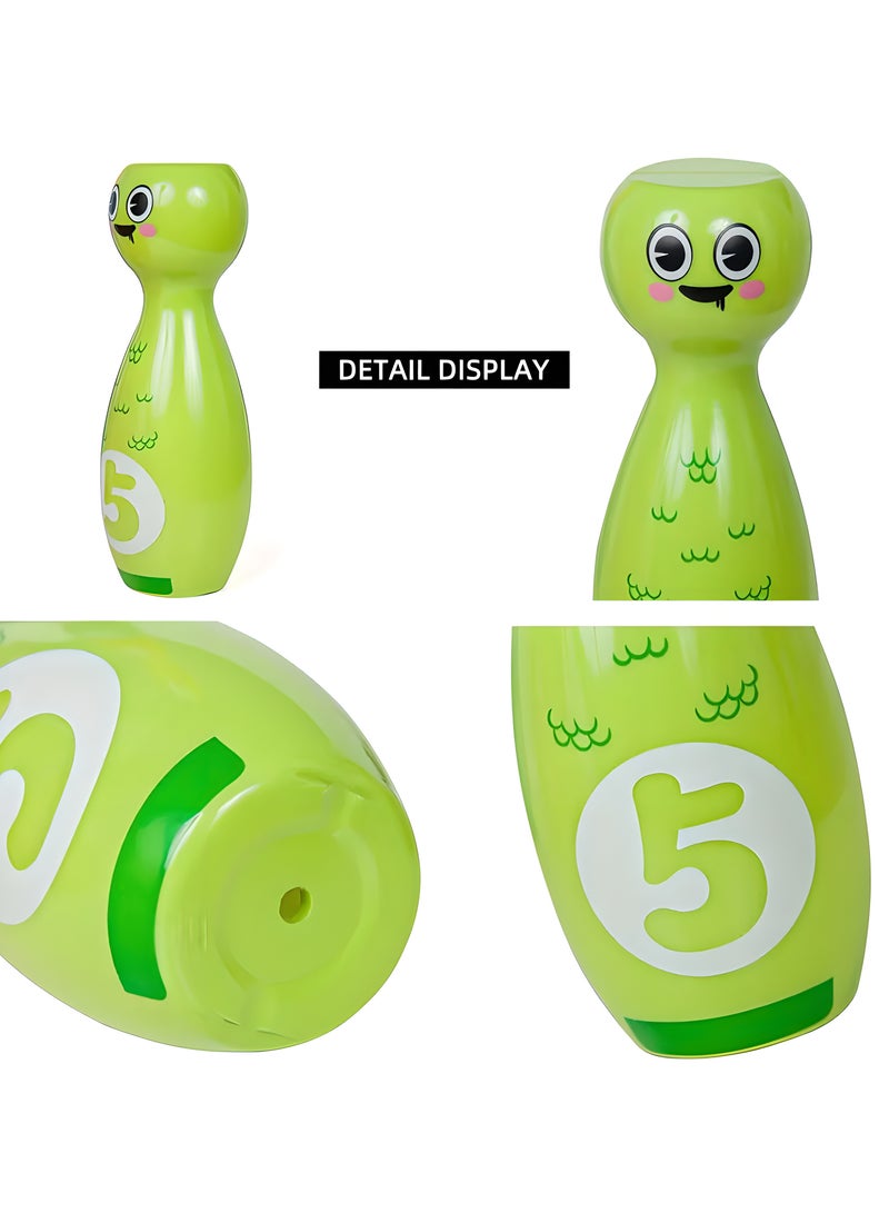 LIXADA Bowling Toy Set With Cartoon Fun Expressions And Exquisite Pad Printing Technology That Does Not Fade Or Paint Off The Gift Box Packaging 10 Bottles And 2 Balls, As Birthday, Special Festival Gift For Kids Above 3 Years Old  - Image 2