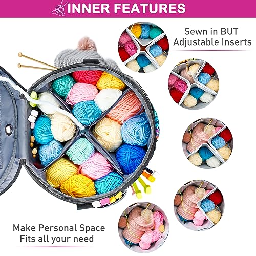 MYBAGZING Expandable Crochet Bag-Knitting Bag Yarn Storage Organizer - and Tote, Holder for Crocheting, Accessories, Suppliers, Needles with Zipper Closure-Ideal Gift, Pink-Ⅱ, Medium-Zipper Closure - Image 3