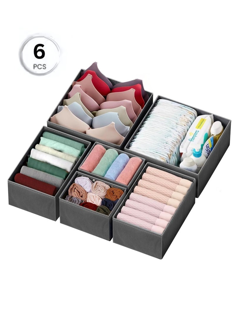 Drawer Organizer Clothes, 6 Pack Foldable Closet Storage Organizer, Fabric Dresser Drawer Dividers Bins for Baby Clothing, Underwear, Socks, Scarf, Ties - Ideal for Home, Nursery, Dorm - Image 1