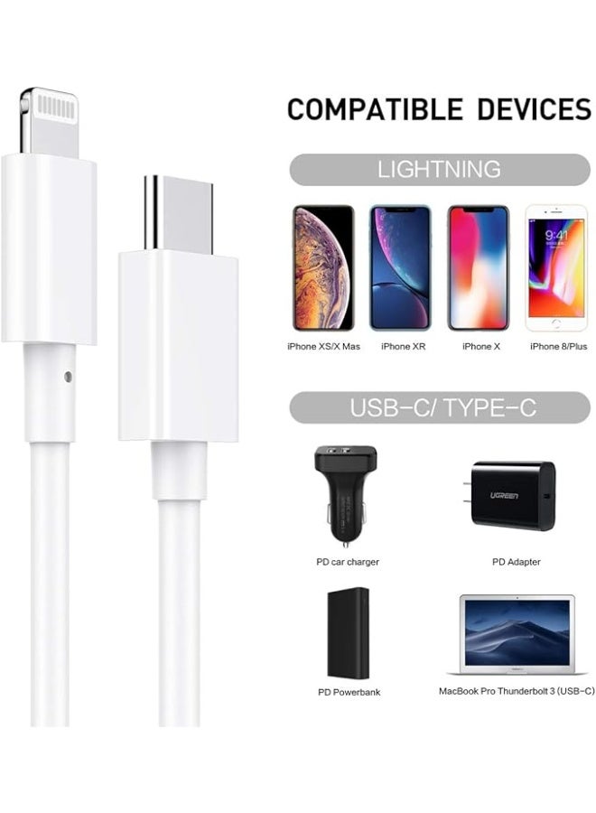 2 items SuperFastCharge 27W data and fast charging cable, AHA PRINT, for Apple Iphone X, 11, 12, 13, 14 Pro & ProMax, Ipad, USB-C to Lightning, Type C to Apple connector, white, - Image 5