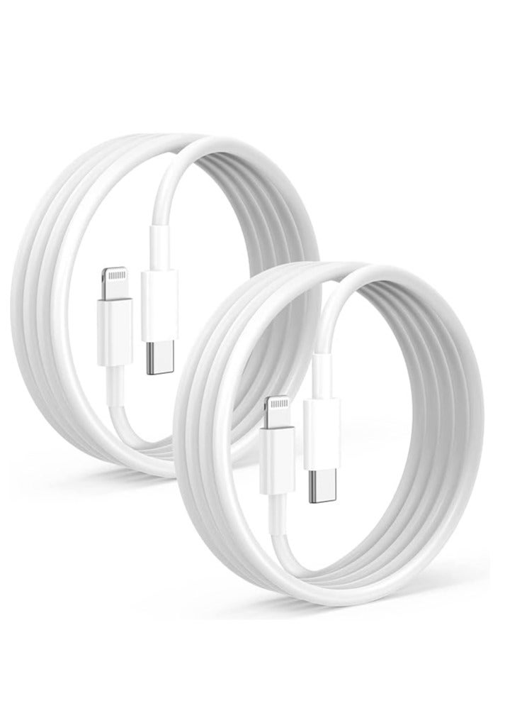 2 items SuperFastCharge 27W data and fast charging cable, AHA PRINT, for Apple Iphone X, 11, 12, 13, 14 Pro & ProMax, Ipad, USB-C to Lightning, Type C to Apple connector, white, - Image 1