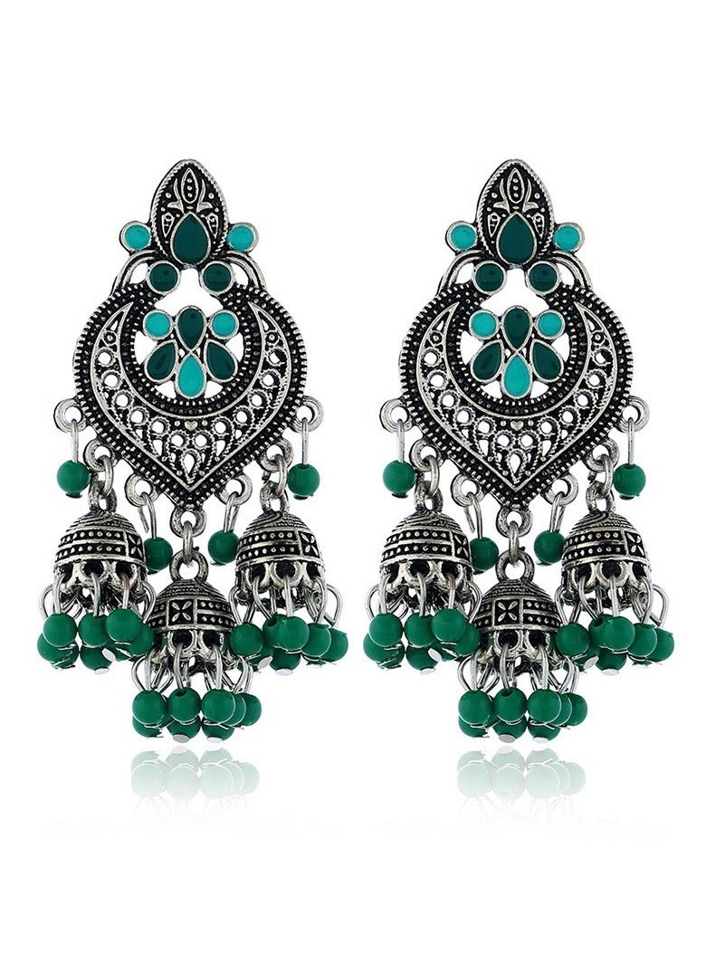 Green Fashion Ethnic Style Tassel Earrings 
