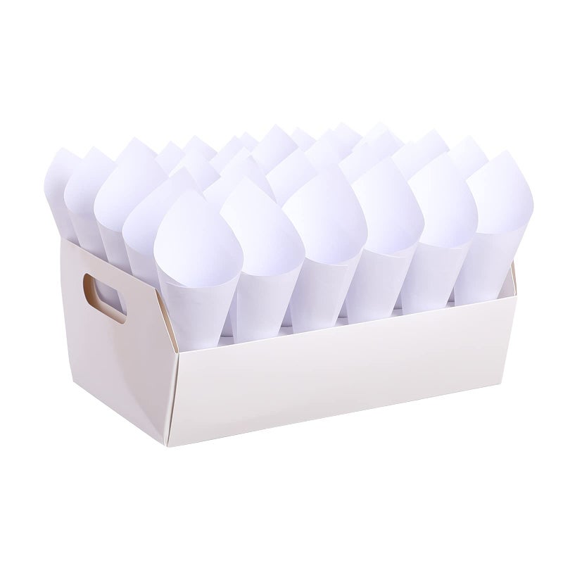 Party Confetti Cone Holder Box Confetti for Gift Box Wedding Stand Tray Box Total of 30 Holes for 30 Confetti Cone and Include 32 Cone Papers Blank white paper 1