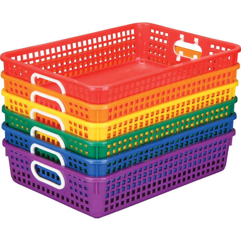 Really Good Stuff 6PK Plastic Desktop Paper Storage Basket for Classroom or Home14x10 Plastic Mesh BasketSecure Papers CreaseFreeGrouping for 6