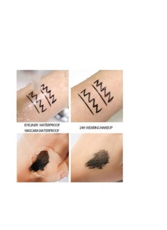 YANQINA 2 PCS 2 In 1 Waterproof Mascara & Eyeliner  4D Silk Fiber Lash Mascara Long Lasting Waterproof Mascara Curly and Warped Mascara and Eyeliner 3D Set Black Durable Waterproof Eyeliner  - Image 5