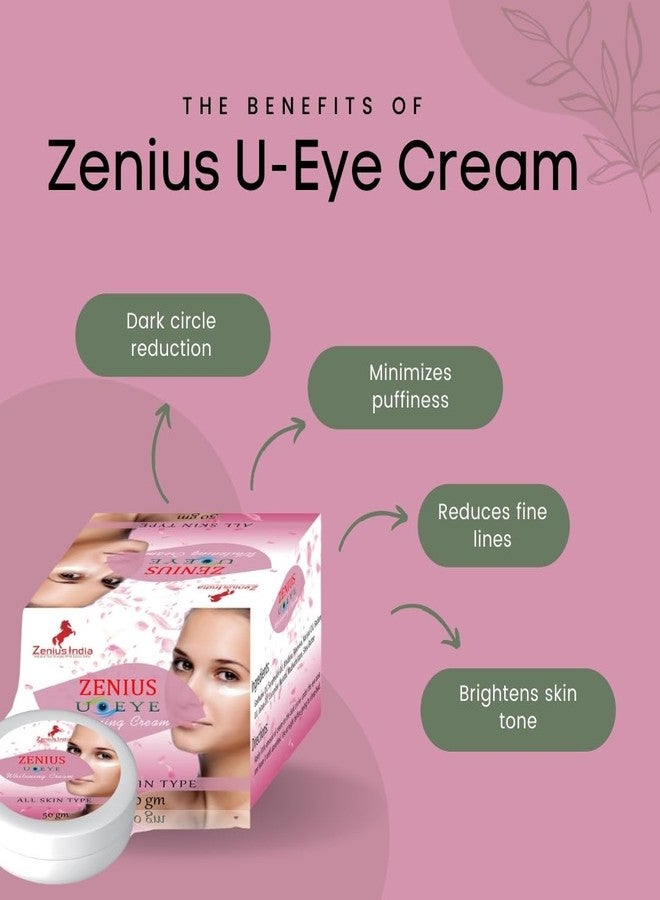 Zenius India Under Eye Cream to Reduce Dark Circles and Puffy Eyes and Brighten, for All Skin Types, Unisex, 50gm - Image 3