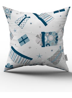 Cango Home White Blue New Year Themed Digital Printed Throw Pillow Cover CGH816 