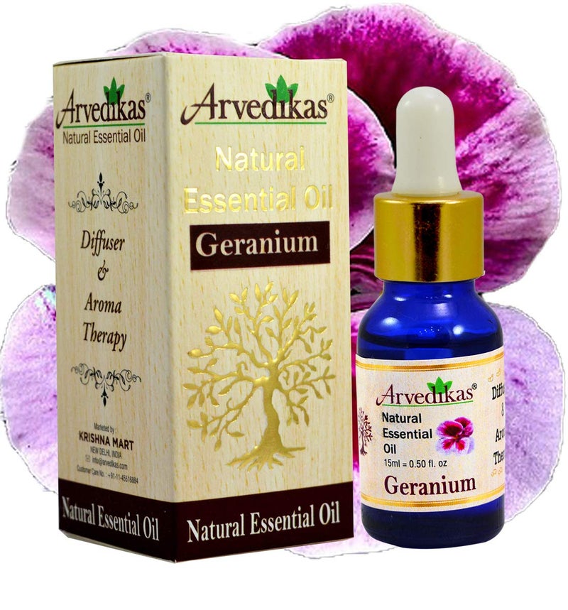 Arvedikas Natural Geranium Essential Oil | Aromatherapy For Relaxation And Skincare -15ml - Image 1