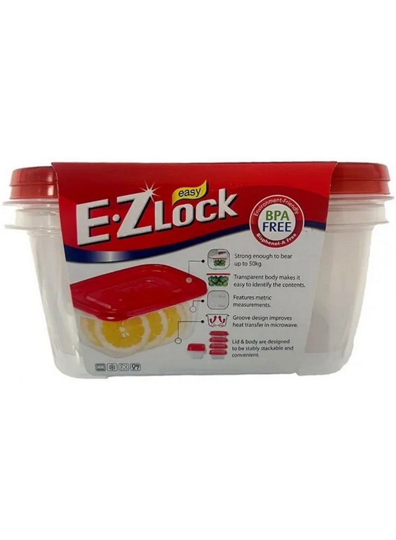 LOCK & LOCK E.Z Lock Airtight Food Storage Containers Set Bpa Free Durable Plastic Compact Design 1320 ML - Image 1