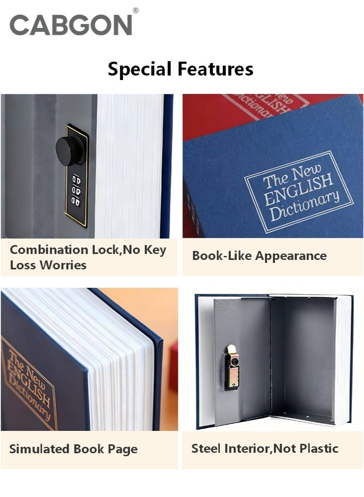 CABGON Diversion Book Safe with Combination Lock, Hidden Book Locker Safe, Metal Book Locker Box for Valuables - Image 5