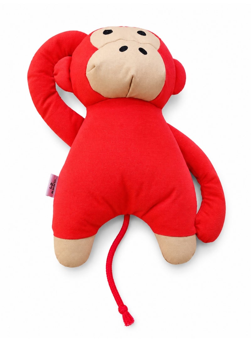 Large Red Monkey Plush Dog Toy, Soft Stuffed Animal with Rope Tail, Interactive Pet Play - Image 2