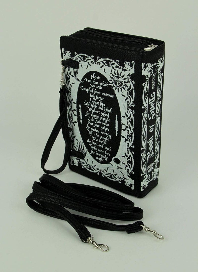 Things2Die4 Black and White Glow in the Dark Book of Spells Crossbody Purse, Medium - Image 3