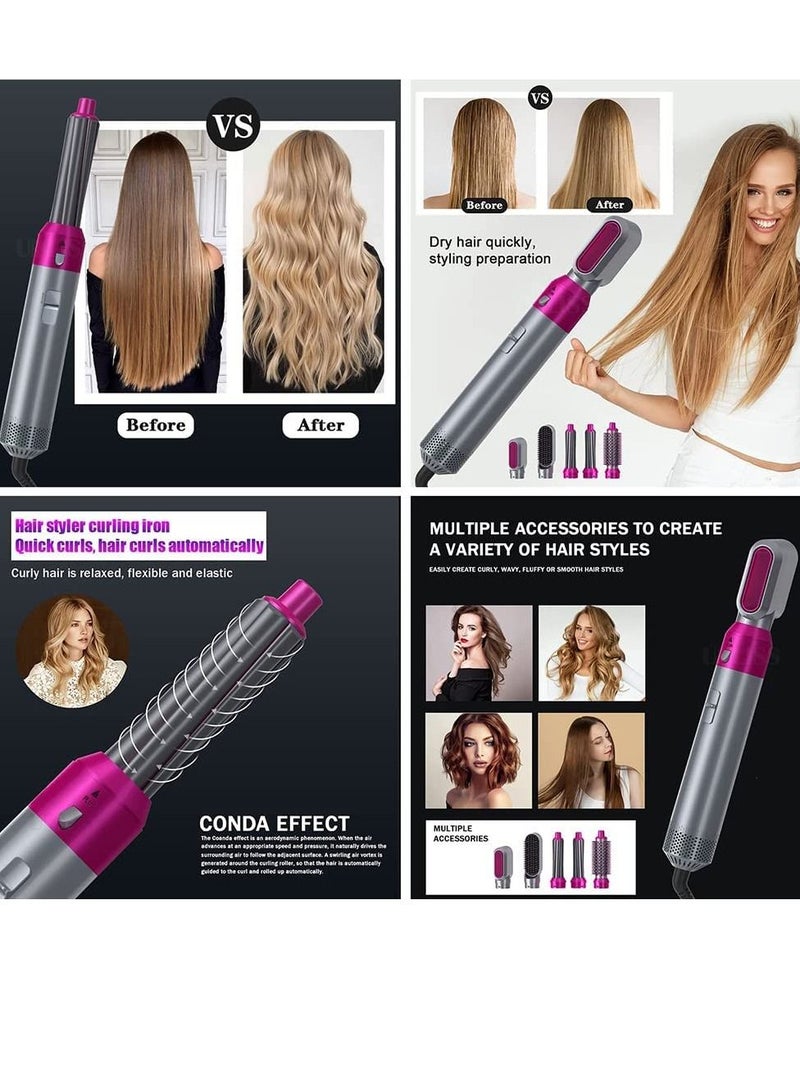 Styler 5 in 1 Hair Dryer Hot Air Brush Styler Negative ​Ion Hair Straightener Volumizer Hair Curler Hot Comb Brush - Image 2