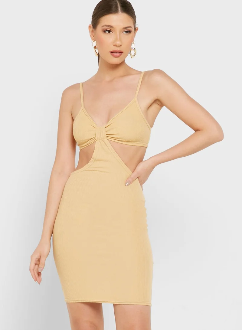 NASTY GAL Cami Cut Out Detail Ribbed Dress