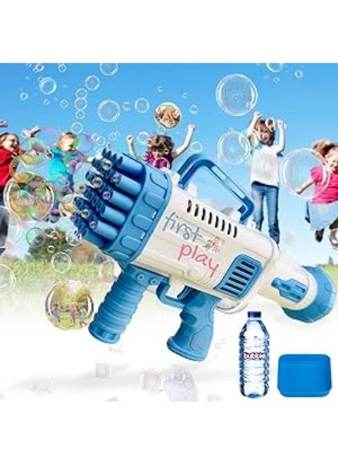 32-Hole Large Electric Bubbles Gun for Toddlers Toys,Gatling Bubble Machine Outdoor & Indoor Toys for Boys and Girls I Bubble Gun for Kids (32 Hole Blue)