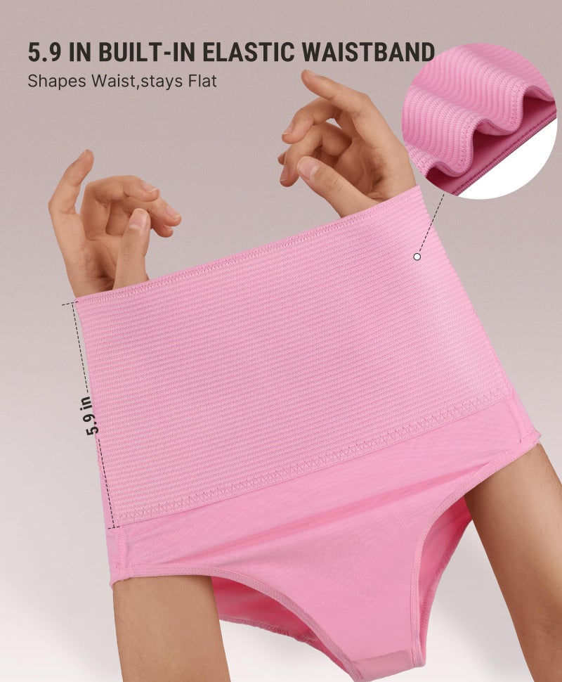 FeelinGirl Tummy Control Thong Shapewear for Women Mid Waist Body Shaper Briefs Seamless Thong Shapewear for Women Pink Beige X-Small - Image 2