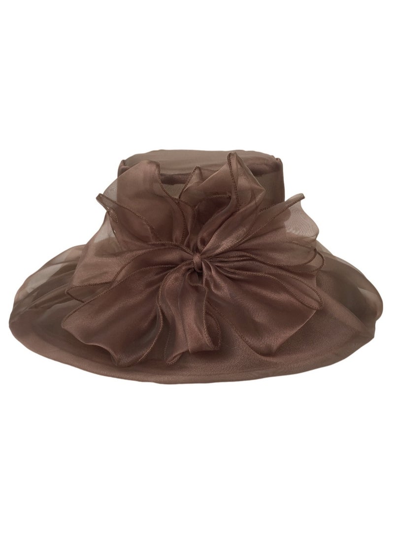 KUYING New Organza Large Brim Sunvisor Hat Foldable UV Resistant Beach Hat 