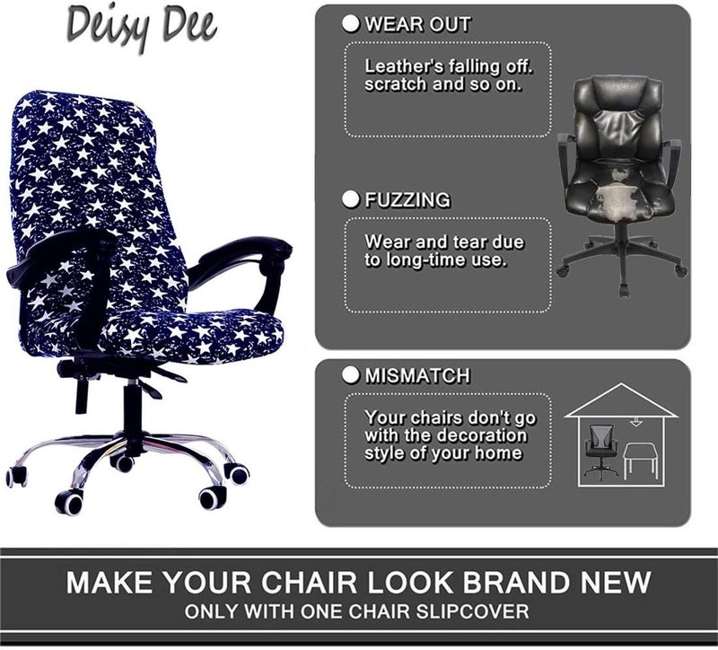 Deisy Dee Computer Office Chair Covers for Stretch Universal Rotating Chair Desk Chairs ONLY Chair Covers (Star, Medium) - Image 2