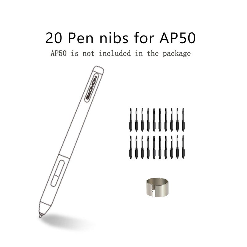 GAOMON 20 Pack Nibs for PD1161/PD1220/PD1320/ PD1561 /PD156 PRO/ PD2200/S620/S630/S830/M10KPRO/M106KPRO/M1220/M1230-for Digital Pen ArtPaint AP50 & AP32 - Image 3