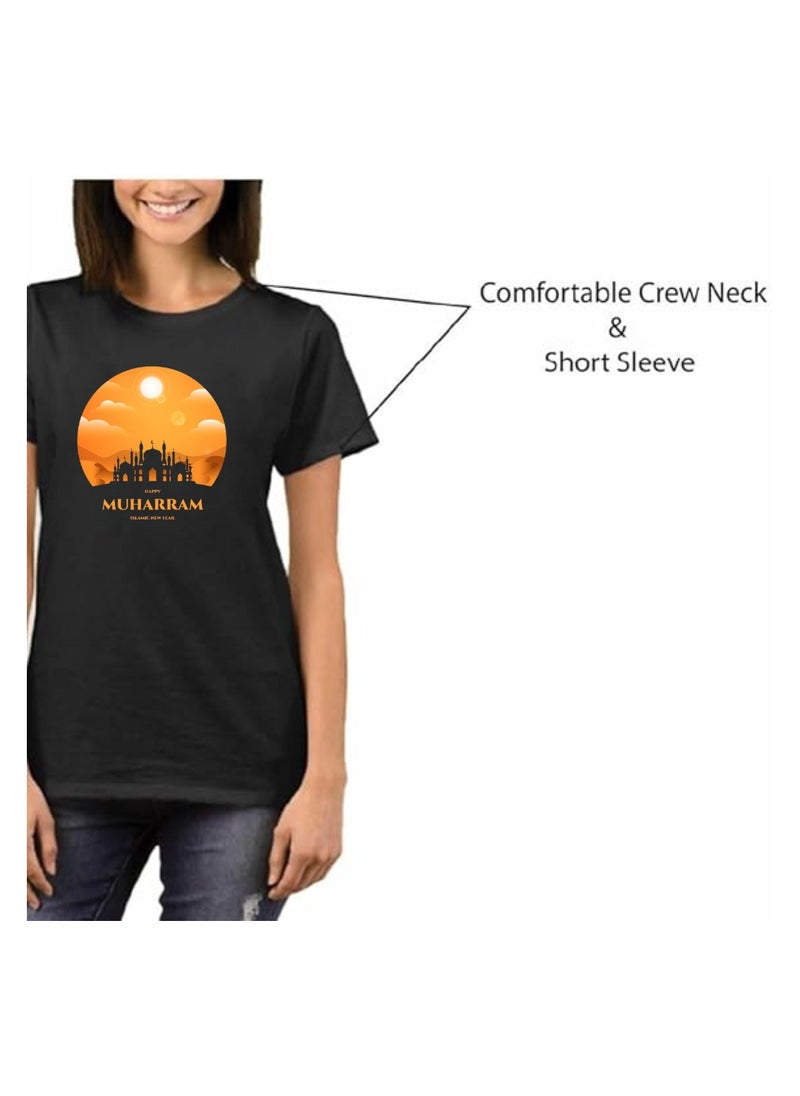 PRINTSHOP4ME - Islamic New Year Women's T-Shirt–Half Sleeve Round Neck Cotton Tshirt-Soft&Breathable Fabric Ideal For Daily Wear&Special Occasions - Image 1