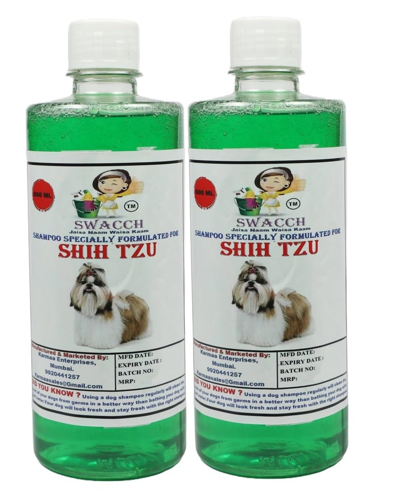 swacch Shih Tzu Dog Shampoo + Dumbbell Toy I Durable Rubber Dog Toy for Chewing I Playing,Teeth Cleaning & Training Toy I Combo Pack I 500ml Pack of 2 Neem Aloevra - Image 2