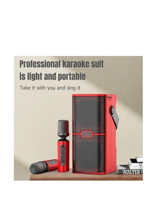 سو YS-218 مكبر صوت بلوتوث محمول ميكروفون مزدوج الكل في واحد للعائلة كاريوكي خارجي وحفلات TF صوت -اسود - Image 4