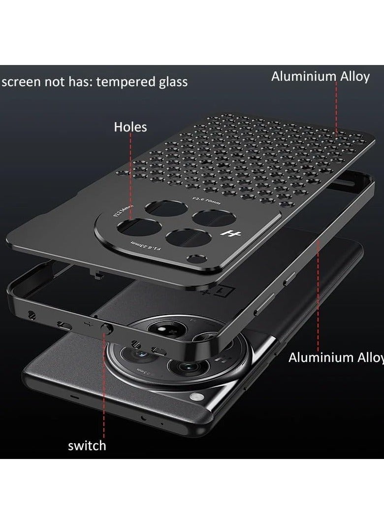 General Case Compatible with OnePlus 12 Case, Luxury Honeycomb Heat Dissipation Aluminum Frame Metal Shockproof Protective Cover for OnePlus 1  - Image 2