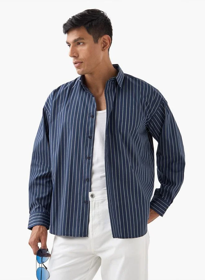 Iconic Iconic Regular Fit Striped Collared Shirt