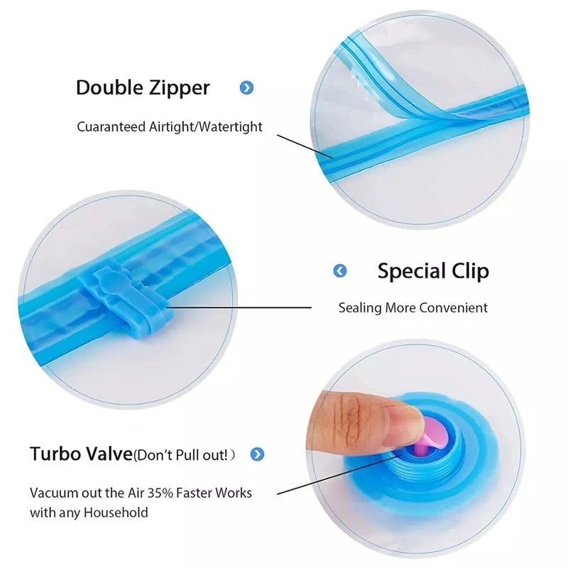 Nirvik Space saver bags vacuum bags for storage packing bags for clothes blanket bag Storage Ziplock Bags with pump for Travel 2 bag 50cm x60 cm 2 bag 60cm X 80cm4 bag - Image 3
