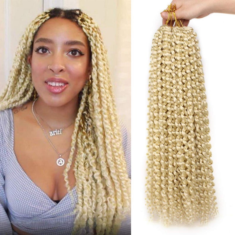 Leeven 24 Inch Long Water Wave Crochet Hair for Passion Twist 2 Packs Blonde Curly Bohemian Passion Twists Hair for Butterfly Locs Braiding Hair for Women 613