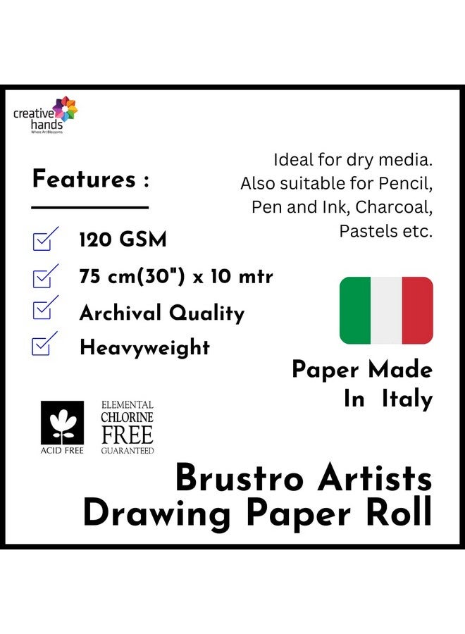 Brustro Artist Drawing Paper roll 120 GSM. Size 75 cm(30") x10 mtr - Image 2