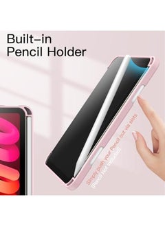 Jetech Case For Ipad Mini A17 Pro 2024 Model 7Th Generation Mini 6 2021 Model 6Th Generation With Pencil Holder Clear Back Shell Slim Stand Tablet Cover Auto Wake Sleep Pink  - Image 4