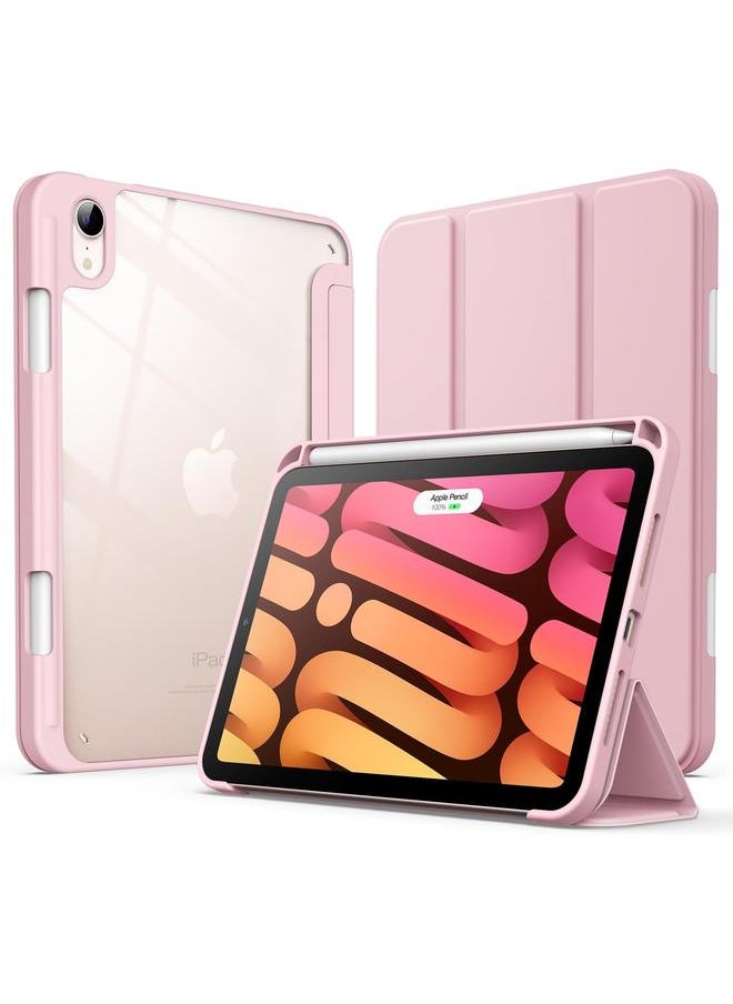 Jetech - Case For Ipad Mini A17 Pro 2024 Model 7Th Generation Mini 6 2021 Model 6Th Generation With Pencil Holder Clear Back Shell Slim Stand Tablet Cover Auto Wake Sleep Pink - Image 1