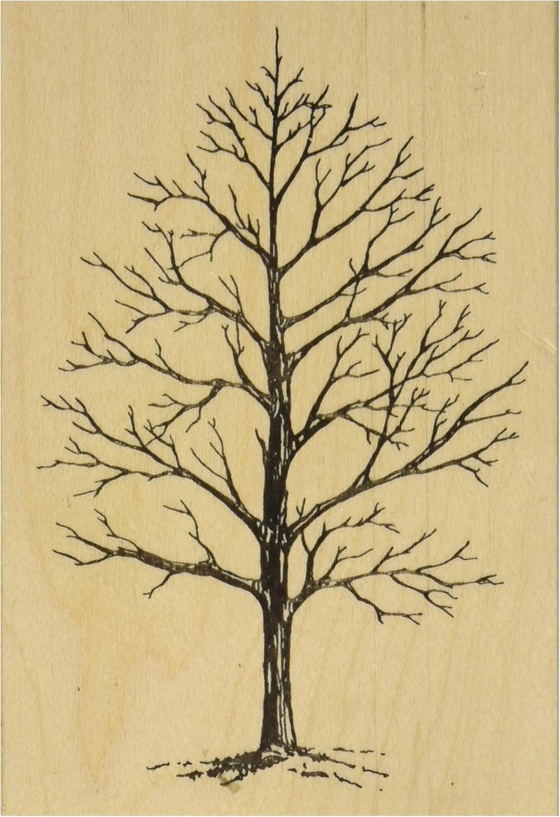 Judikins J2342H Rubber Stamp - 4 x 2.75 Inch Winter Tree Design - Image 1