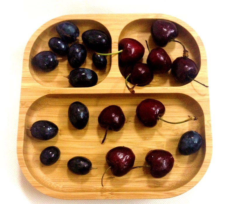 Youkoo kitchen Baby Toddler Stay Put Dish, Kids Suction Plate, Bamboo Cute Dinnerware (Blue) - Image 2