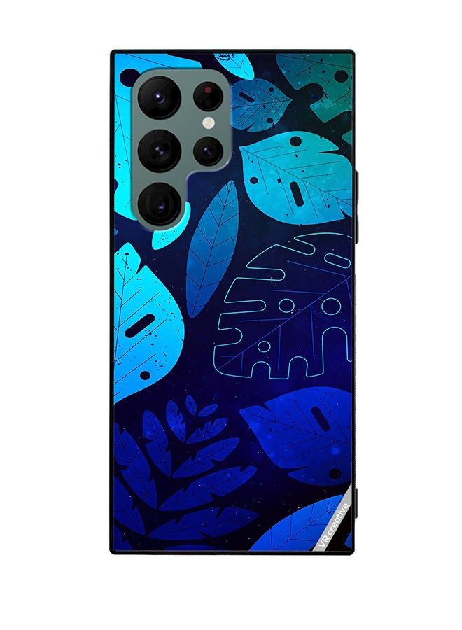 VR CREATIVE Protective Case Cover For Samsung Galaxy S22 Ultra 5G Blue Tropical Leaves Design Multicolour - Image 1