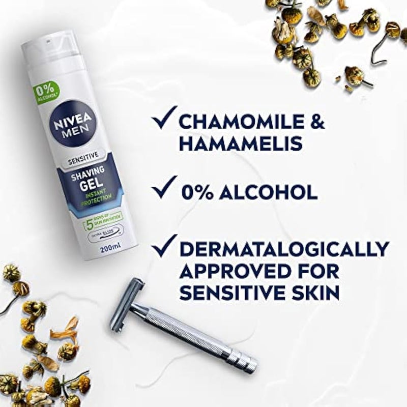 NIVEA MEN Shaving Gel, Sensitive Chamomile & Hamamelis, 200ml - Image 3